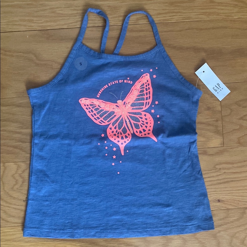 GAP Blue Camisole with Pink Butterfly Design